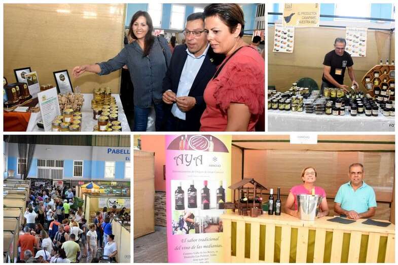 El alcalde de Valsequillo y la consejera insular de industria y Comercio durante el recorrido por la feria (Foto Antonio Alí)